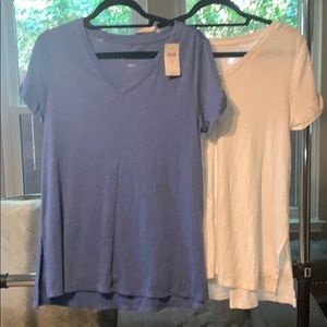 Set of 2 new J Jill pima short sleeve v neck tee